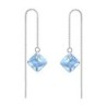 March Birthstone Aquamarine Princess Cut Premium Austrian Crystal 18K White Gold Plated Thread Dangling Earrings