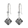 Silver Night Princess Cut Premium Austrian Crystal 18K White Gold Plated Elegant Earrings