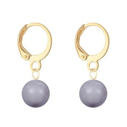 June Birthpearl Gold Plated Mauve 8mm Crystal Pearl Hoop Earrings Embellished with Austrian Crystal Pearls