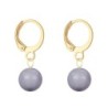 June Birthpearl Gold Plated Mauve 8mm Crystal Pearl Hoop Earrings Embellished with Austrian Crystal Pearls