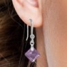 February Birthstone Amethyst Princess Cut Premium Austrian Crystal 18K White Gold Plated Elegant Earrings