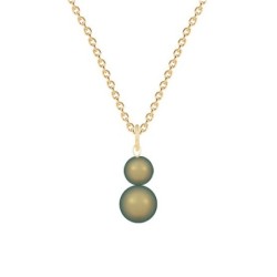 Gold Plated Premium Steel August Birthpearl Iridescent Green Crystal Pearl Snowman Necklace