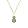 Gold Plated Premium Steel August Birthpearl Iridescent Green Crystal Pearl Snowman Necklace