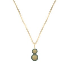 Gold Plated Premium Steel August Birthpearl Iridescent Green Crystal Pearl Snowman Necklace