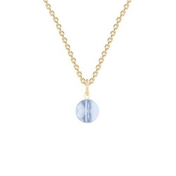 Gold Plated Premium Steel Blue Shade 8mm Globe Pendant Necklace Embellished with Premium Grade Austrian Crystal