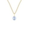 Gold Plated Premium Steel Blue Shade 8mm Globe Pendant Necklace Embellished with Premium Grade Austrian Crystal