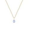 Gold Plated Premium Steel Blue Shade 8mm Globe Pendant Necklace Embellished with Premium Grade Austrian Crystal