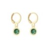 18K Gold Plated Emerald Crystal Slim Hoop Earrings Embellished with Premium Grade Austrian Crystals (Made In Japan)