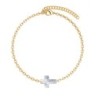 18K Gold Plated Premium Stainless Steel Trendy White Patina Cross Crystal Bracelet (Made in Singapore)