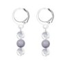 Premium Stainless Steel Hoop Clear Crystal Globe With Mauve Crystal Pearl Trilogy Earrings (Made In Japan)