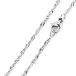 925 Sterling Silver Plated Water Wave Chain Necklace (40-65cm) Made in Italy