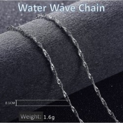 925 Sterling Silver Plated Water Wave Chain Necklace (40-65cm) Made in Italy