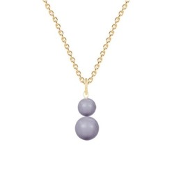 Gold Plated Premium Steel June Birthpearl Mauve Crystal Pearl Snowman Necklace