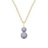 Gold Plated Premium Steel June Birthpearl Mauve Crystal Pearl Snowman Necklace