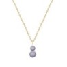 Gold Plated Premium Steel June Birthpearl Mauve Crystal Pearl Snowman Necklace