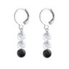 Premium Stainless Steel Hoop Clear Jet Trilogy Globe Crystals Earrings (Made In Japan)