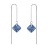 December Birthstone Montana Princess Cut Premium Austrian Crystal 18K White Gold Plated Thread Dangling Earrings