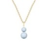 Gold Plated Premium Steel March Birthpearl Light Blue Crystal Pearl Snowman Necklace