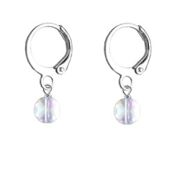 Premium Steel Hoop Crystal Aurora Borealis Dainty Earrings Embellished with Premium Grade Austrian Crystals