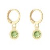 18K Gold Plated Peridot Crystal Slim Hoop Earrings Embellished with Premium Grade Austrian Crystals (Made In Japan)