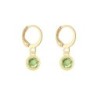 18K Gold Plated Peridot Crystal Slim Hoop Earrings Embellished with Premium Grade Austrian Crystals (Made In Japan)