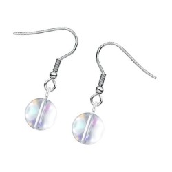 Premium Stainless Steel Aurora Borealis Crystal Globe Classic Hook Earrings (Made In Japan)