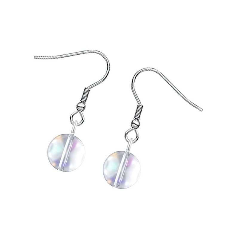 Premium Stainless Steel Aurora Borealis Crystal Globe Classic Hook Earrings (Made In Japan)