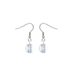 Premium Stainless Steel Aurora Borealis Crystal Globe Classic Hook Earrings (Made In Japan)