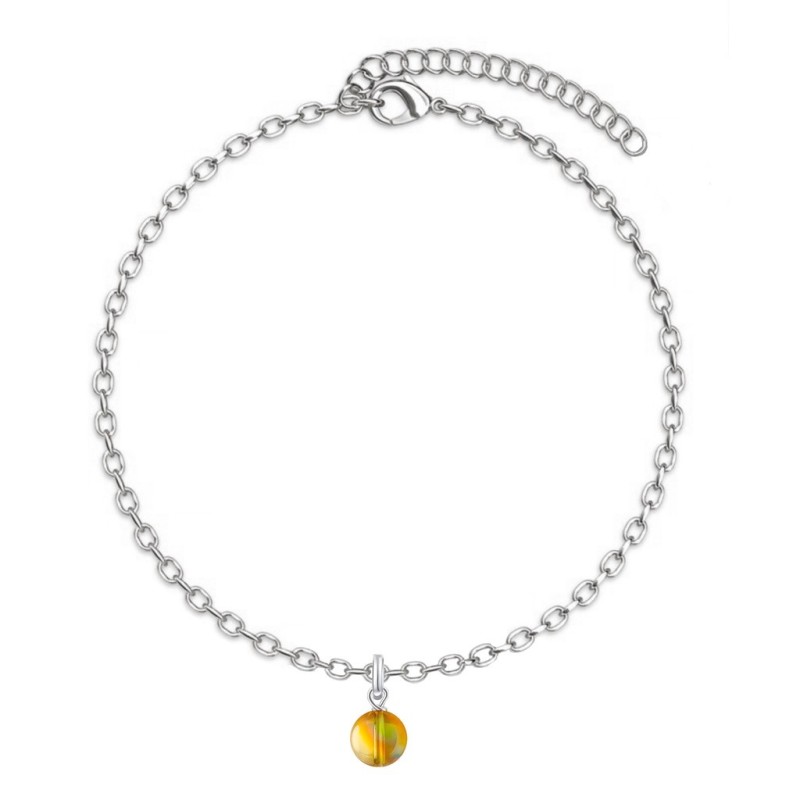 Premium Stainless Steel Metallic Sunshine Dainty Crystal Globe Bracelet (Made In Japan)