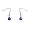 Premium Stainless Steel Natural Dark Amethyst Dainty Globe Classic Hook Hypoallergenic Earrings