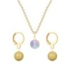 Gold Plated Premium Steel Paradise Shine 8mm Austria Globe Pendant With Golden Crystal Pearl Hoop Earrings Set