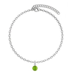 Premium Stainless Steel Fern Green Dainty Crystal Globe Bracelet (Made In Japan)