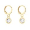 18K Gold Plated Clear Crystal Slim Hoop Earrings Embellished with Premium Grade Austrian Crystals (Made In Japan)