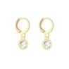 18K Gold Plated Clear Crystal Slim Hoop Earrings Embellished with Premium Grade Austrian Crystals (Made In Japan)