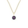 Gold Plated Premium Steel February Birthpearl Iridescent Purple 8mm Simply Crystal Pearl Necklace (Made In Japan)