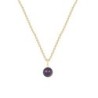 Gold Plated Premium Steel February Birthpearl Iridescent Purple 8mm Simply Crystal Pearl Necklace (Made In Japan)