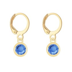 18K Gold Plated Sapphire Crystal Slim Hoop Earrings Embellished with Premium Grade Austrian Crystals (Made In Japan)