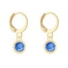 18K Gold Plated Sapphire Crystal Slim Hoop Earrings Embellished with Premium Grade Austrian Crystals (Made In Japan)