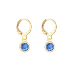 18K Gold Plated Sapphire Crystal Slim Hoop Earrings Embellished with Premium Grade Austrian Crystals (Made In Japan)