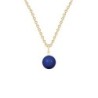 Gold Plated Premium Steel September Birthpearl Dark Lapis 8mm Simply Crystal Pearl Necklace (Made In Japan)